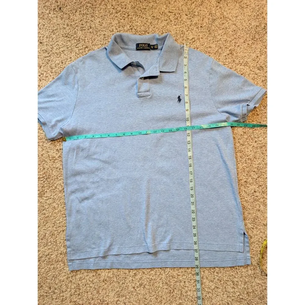 Polo Ralph Lauren Classic Fit Polo Shirt Men XL Light Blue Heather Cotton Pique